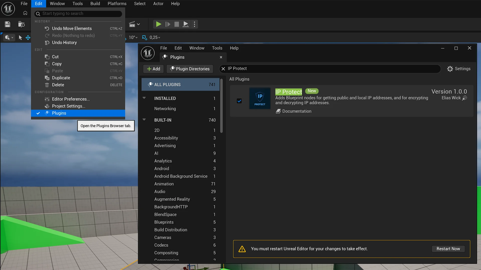 Showcasing how to enable plugins in Unreal Engine.