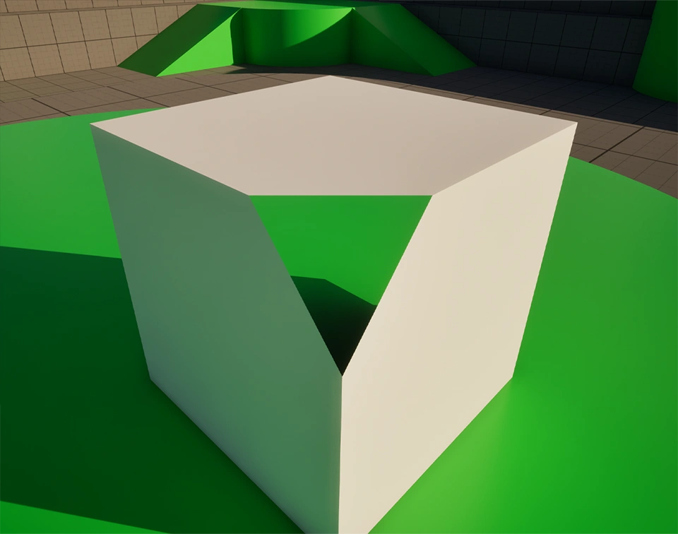 Showcasing a mesh clipping with the camera in Unreal Engine.