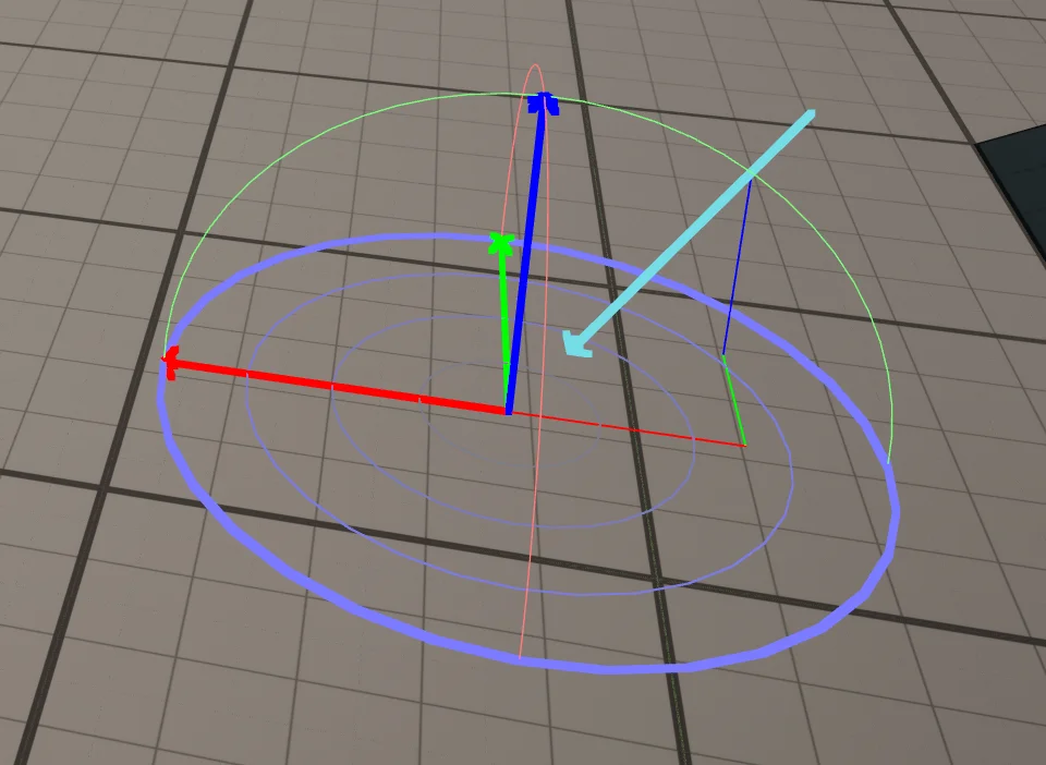 Showcasing the directional light gizmo in Unreal Engine.