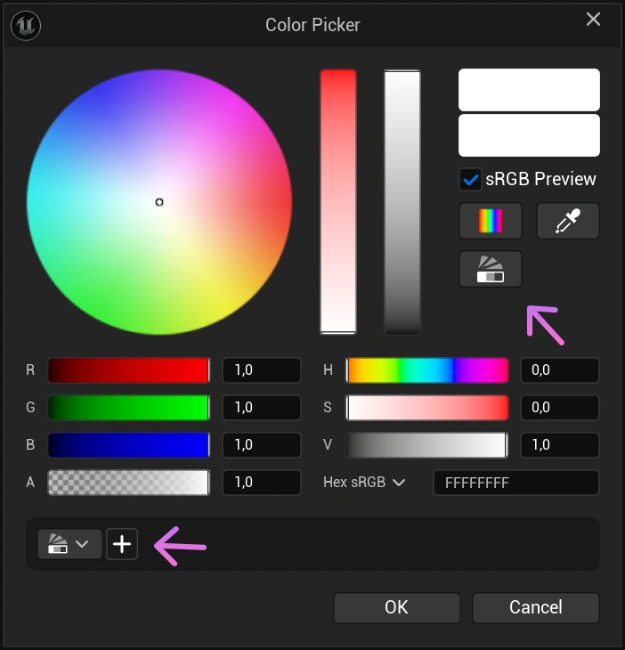 The Unreal Engine color picker.