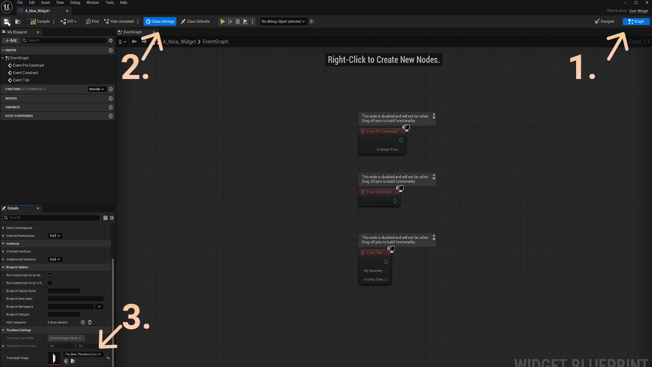 Showcasing how you can add a thumbnail to an opened widget in Unreal Engine.