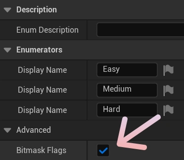 Showcasing how to enable the bitmask on enums in Unreal Engine.