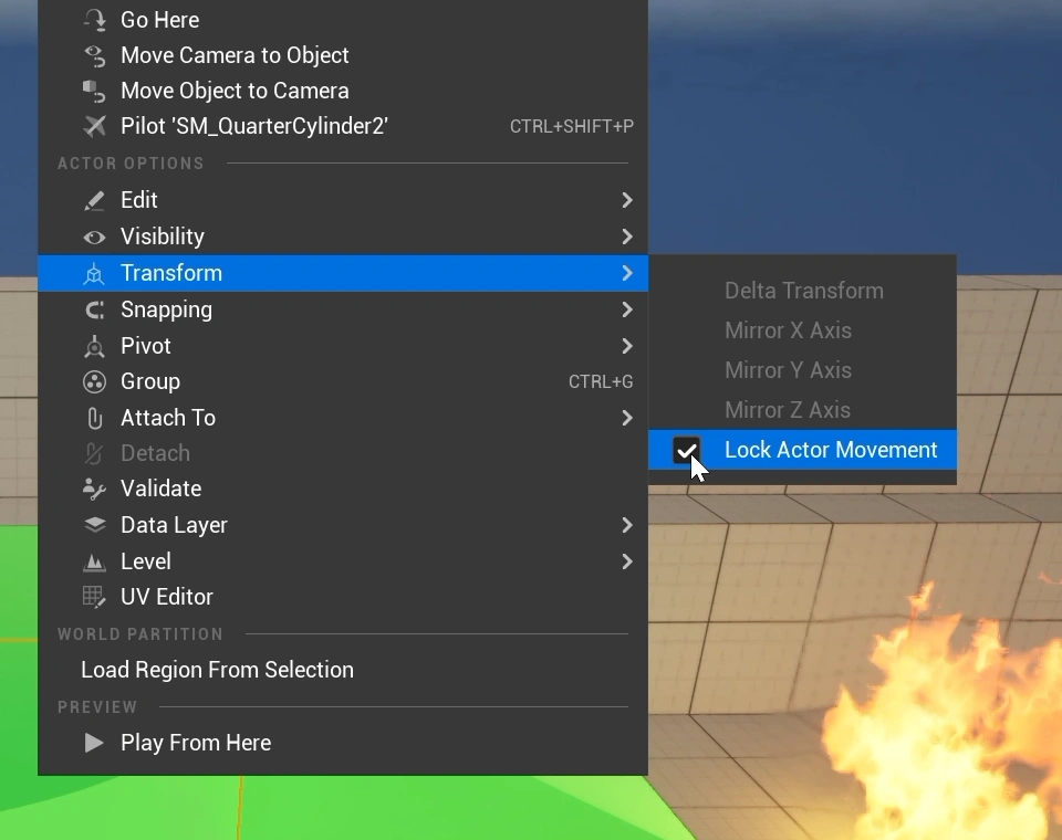 Showcasing how to lock actors in Unreal Engine.