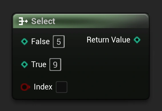 Showcasing the boolean select node in Unreal Engine.