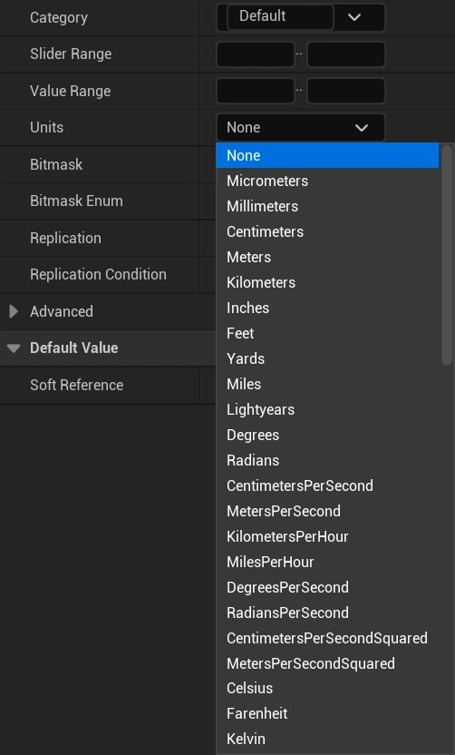 Showcasing how add units to variables in Unreal Engine.