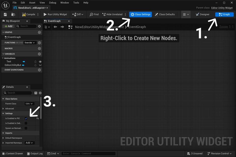 Showcasing how to enable Editor Utility Widgets in PIE for Unreal Engine.