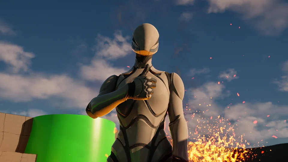 The Unreal Engine mannequin giving thumbs up.